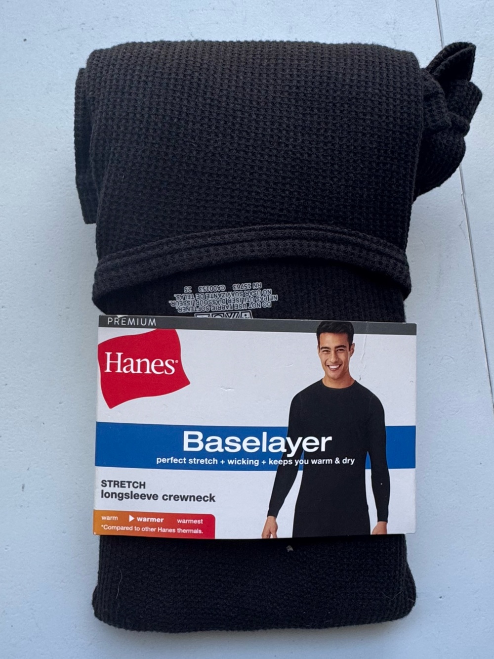 Hanes Black Men’s Baselayer Long Sleeve Crewneck